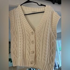 Z Supply SET ADRIFT SWEATER Vest New Cable Knit Medium Crop Cottagecore